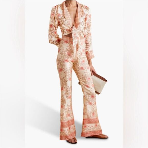 NWT Savannah Morrow Ahimsa Pants in Orla Printed Silk Dupioni Flared size Medium - Picture 13 of 14